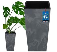 KOTARBAU® Macetero cuadrado con maceta interior, 29x55 cm, Efecto hormigón, Macetero gris, inserto extraíble, plástico, tiento decorativo, alto para interior y exterior