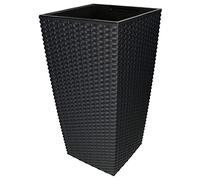 KOTARBAU® Macetero Cuadrado con Maceta Interior, 325x325x610 mm, Ratan sintético, Antracita - Gris, Maceta Rato con Trenzado Que imita el Mimbre, Maceta Interior separada, extraíble, Cesta
