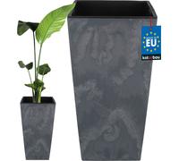KOTARBAU® Macetero cuadrado con maceta interior, 40x75 cm, Efecto hormigón, Macetero gris, Macetero con inserto extraíble, Macetero de plástico, Tiesto decorativo, Macetero alto de interior y exterior