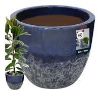KOTARBAU® Macetero de 41 cm de altura, 46 cm, color azul oscuro, de cerámica, resistente a las heladas, para exterior, exterior e interior