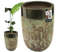 KOTARBAU® Macetero de 50 cm de altura, 35 cm, color verde, de cerámica, resistente a las heladas, para exterior, exterior e interior