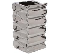 KOTARBAU® Macetero de cerámica para Flores y Plantas, 26 cm, Ceramica esmaltada, Plateado, Plata, Metálico, Diseño de Ondas 3D, Maceta Rectangular, Ondulada, Jarrón, Tiesto Decorativo
