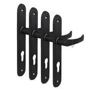 KOTARBAU Manilla de puerta de 90 mm de izquierda a derecha para cilindro perfilado de 5 colores, manija negra (Paquete de 4)