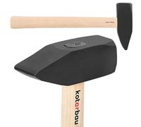 KOTARBAU® Martillo - 2 kg - Acero - Maza Cuña Leña - Maza Albañil - Mazo Demolicion - Machota Albañil - con Mango de Madera - 40 cm - Negro & Natural