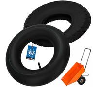 KOTARBAU® Neumático con Cámara para Carretilla - Goma - Negro - Neumático - ⌀ 44 cm - 4PR Perfil de Bloques - Cámara de Aire - ⌀ 35 cm - Cubierta Carretilla - Jardín - Obra - Agricultura