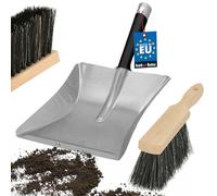 KOTARBAU® Pala y Cepillo Mano - Conjunto de Recogedor y Escobilla - Acero Galvanizado - Escoba de Mano - Madera - Pala para Brasas - Kit Recogedor y Cepillo Manual