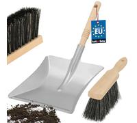 KOTARBAU® Pala y Cepillo Mano - Conjunto de Recogedor y Escobilla - Acero Galvanizado y Madera - Escoba de Mano - Madera - Pala para Brasas - Kit Recogedor y Cepillo Manual
