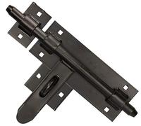 KOTARBAU® Pestillo deslizante, 270 mm, Cierre con ojal para candado, Cerrojo de acero negro, Cerrojo de seguridad para puertas y verjas, Protección contra robo, Herraje para puerta, Pestillo con perno