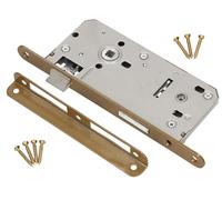 KOTARBAU® Picaporte de condena de embutir reversible 90x50mm, Puerta derecha e izquierda, Cerradura de embutir para baños, Palanca deslizante, Cerradura para empotrar para marcos de madera y metal