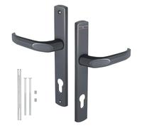 KOTARBAU Picaporte para puerta de 90 mm, cilindro de perfil, manija de aluminio, manija universal para puerta, herraje largo, color antracita