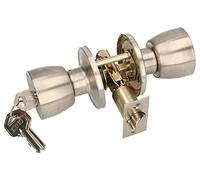 KOTARBAU Pomo de puerta con cerradura de metal, pomo giratorio, cilindro de bloqueo, redondo, picaporte giratorio con 3 llaves, roseta (satinado)