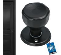 KOTARBAU® Pomo para Puerta, Negro, Pomo Giratorio Tipo Copa tulipa, Acero Lacado, Tirador en Roseta Redonda, Agarrador, Manilla