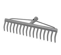 KOTARBAU® Rastrilalo Jardin - Metal - 41 cm - Rastrillo Hojas Jardin - 16 Dientes - Gris - Herramienta Robusta para Cesped y Jardinería - sin Mango