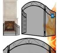 KOTARBAU® Rejilla protectora contra chispas para chimenea, 80 x 130 cm, 3 piezas, color , protección contra chispas de acero, rejilla de protección para horno, rejilla para chimenea, protección