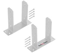 KOTARBAU® Set de 2 Unidades Soporte para Poste - Pie de Pilar - TT - Acero Galvanizado - 90 mm - Plata - Anclaje para Poste - Resistente a la Corrosión - Soportes para Pérgola