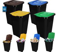 KOTARBAU® Set de 4 Papeleras de Reciclaje 50L | Recogida Selectiva para Cocina y Exterior | Cubo Amarillo