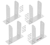 KOTARBAU® Set de 4 Unidades Soporte para Poste - Pie de Pilar - TT - Acero Galvanizado - 100 mm - Plata - Anclaje para Poste - Resistente a la Corrosión - Soportes para Pérgola