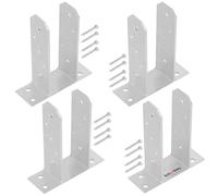 KOTARBAU® Set de 4 Unidades Soporte para Poste - Pie de Pilar - TT - Acero Galvanizado - 70 mm - Plata - Anclaje para Poste - Resistente a la Corrosión - Soportes para Pérgola