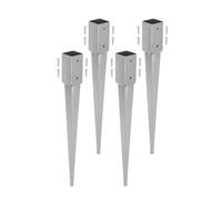 KOTARBAU® Set de 4 Unidades Soporte Poste Madera - Acero Galvanizado - 60 cm - Plata - Soporte para Clavar en Tierra - 51 x 51 mm - Piqueta para Poste - con Punta - Resistente a la Corrosión