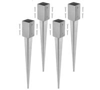 KOTARBAU® Set de 4 Unidades Soporte Poste Madera - Acero Galvanizado - 75 cm - Plata - Soporte para Clavar en Tierra - 81 x 81 mm - Piqueta para Poste - con Punta - Resistente a la Corrosión