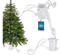 KOTARBAU® Soporte para árbol de Navidad con depósito de agua de acero, color blanco, soporte para árbol de Navidad, soporte decorativo con hojas, soporte para árbol de Navidad, soporte para árbol de