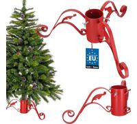 KOTARBAU® Soporte para árbol de Navidad con depósito de agua de acero, color rojo, soporte para árbol de Navidad, soporte decorativo con hojas, soporte para árbol de Navidad, soporte para árbol de