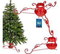 KOTARBAU® Soporte para árbol de Navidad con depósito de agua de acero, color rojo, soporte para árbol de Navidad, soporte decorativo con adorno, soporte para árbol de Navidad, soporte para árbol de