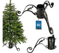 KOTARBAU® Soporte para árbol de Navidad con depósito de agua de acero pátina soporte para árbol de Navidad decorativo con hojas soporte para árbol de Navidad