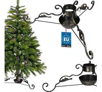 KOTARBAU® Soporte para árbol de Navidad con depósito de agua de acero pátina soporte para árbol de Navidad decorativo con adorno soporte para árbol de Navidad