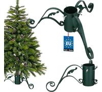 KOTARBAU® Soporte para árbol de Navidad con depósito de agua de acero verde, soporte para árbol de Navidad, soporte decorativo con hojas, soporte para árbol de Navidad, soporte para árbol de Navidad