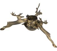 KOTARBAU® Soporte para árbol de Navidad, Soporte Ajustable de Metal, - Oro, Base con Tornillos para Ajustar, Estrellas, para Interiores y Exteriores, Cuenco para Agua, Patas en Forma de Ciervos