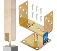 KOTARBAU® Soporte para Poste - Pie de Pilar - Acero Galvanizado - 0-160 mm - Oro - Anclaje para Poste - Base Ajustable - Anclajes Madera