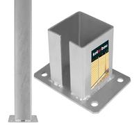 KOTARBAU® Soporte para Poste - Pie de Pilar - Acero Galvanizado - 100 x 100 mm - Plata - Base para Poste - Robusto y Resistente a la Intemperie - Accesorio para Vallas