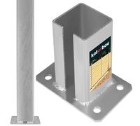 KOTARBAU® Soporte para Poste - Pie de Pilar - Acero Galvanizado - 80 x 80 mm - Plata - Base para Poste - Robusto y Resistente a la Intemperie - Accesorio para Vallas