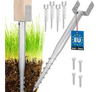 KOTARBAU® Soporte para Poste U Anclaje de Tierra Atornillable 150x720mm 4uds. Pie de Pilar Anclaje para Poste Acero Galvanizado Plata