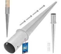 KOTARBAU® Soporte Poste Madera - Acero Galvanizado - ⌀ 80 mm - Plata - Soporte para Clavar en Tierra - Piqueta para Poste - Redondo Base
