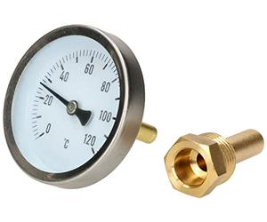 KOTARBAU® Termómetro bimetálico para atornillar para sistemas de calefacción, tuberías de agua de 0 a 120 °C.