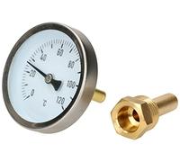 KOTARBAU® Termómetro de puntero bimetálico para sistemas de calefacción y tuberías de agua de 0 a 120 °C