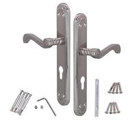 KOTARBAU® Tirador de puerta de 72 mm PZ con roseta plateada decorada retro