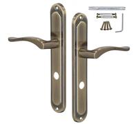 KOTARBAU® Tirador de puerta interior para inodoro, 72 mm, pátina, tiradores largos, juego de picaporte para puertas interiores, cerradura de puerta para puertas interiores, juego clásico