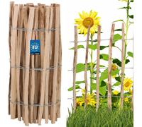 KOTARBAU® Valla de estacas de madera, 0,8 m x 5 m, Madera de avellano natural, Vallado enrollable, Valla de listones de madera unida con alambre, Valla para crear una barrera en jardín