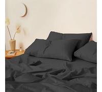 Kotton Culture Juego de sábanas de algodón Egipcio de 4 Piezas (sábana Bajera, sábana encimera, 2 Fundas de Almohada) sábanas Suaves de 600 Hilos con Bolsillo Profundo, Ropa de Cama Gris Oscuro
