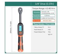 KOULEER Llave dinamométrica, Llave dinamométrica digital con valores preestablecidos, precisión del 2%, aviso acústico y flash LED(4.2-85N.m-vibration)