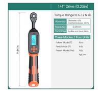 KOULEER Llave dinamométrica, Llave dinamométrica digital con valores preestablecidos, precisión del 2%, aviso acústico y flash LED(0.6-12N.m)