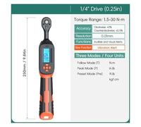 KOULEER Llave dinamométrica, Llave dinamométrica digital con valores preestablecidos, precisión del 2%, aviso acústico y flash LED(1.5-30N.m-vibration)