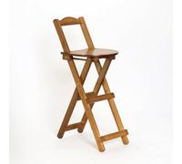 kowaku Asiento Plegable para Mostrador Taburete Alto Silla de Barra Silla Plegable de Bambú con Respaldo y Estructura Ligera Resistente Fácil de Guardar, Mediano 84CM, Marrón Té