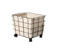 kowaku Cesta de Almacenamiento para Niños Carrito Organizador Contenedor con Ruedas Cesto Infantil con Forro Desmontable Armazón de Rejilla Metálica Forma, Negro, Pequeño