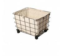 kowaku Cesta de Almacenamiento para Niños Carrito Organizador Contenedor con Ruedas Cesto Infantil con Forro Desmontable Armazón de Rejilla Metálica Forma, Negro, Mediano