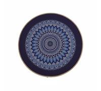 kowaku Mantel Individual Redondo Antideslizante Salvamanteles Posavasos Tapete con Superficie de Poliéster y Base de Goma, Azul Oscuro con Patrón De Mandala Azul, Mandala Azul