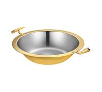 kowaku Olla Caliente de Acero Inoxidable Cazo Recipiente con Cuerpo Engrosado y Base Triple para Uniforme Asas Laterales Dobles para Servir con Adecuada para, 34cm, Borde Dorado, Olla De Sopa Clara